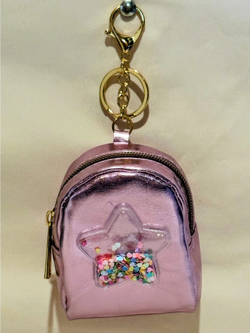 Metallic Purple Mini Backpack Keychain / Coin Purse